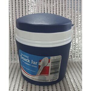 Thermos Insulated Snack Jar With Foldable Spoon Blue NEW 15.5oz